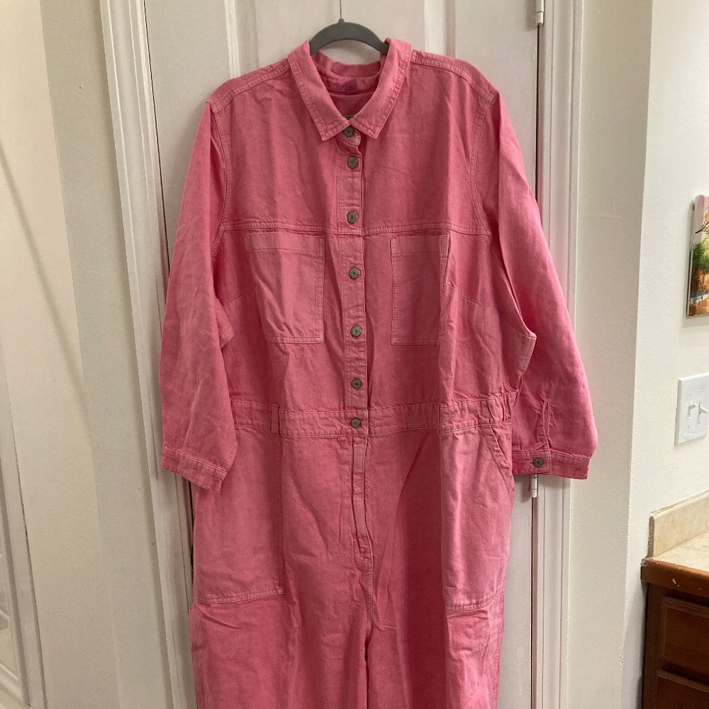 4X Pink Old Navy Denim Boilersuit